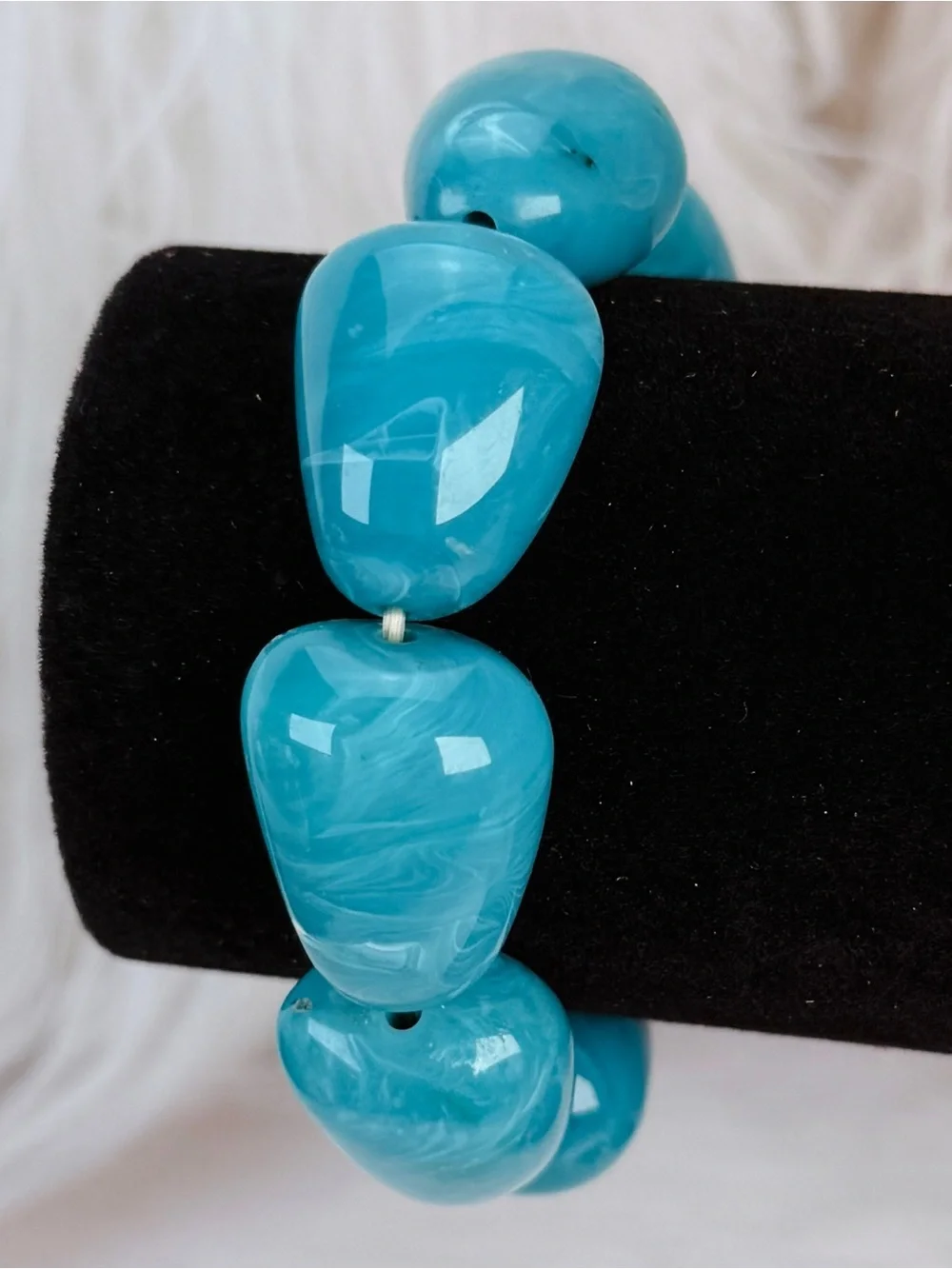 Bohemian southwestern chic large blue beaded 6”stretch bracelet